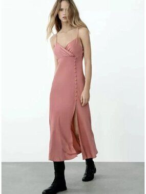 Satin Dusty Pink Midi Dress